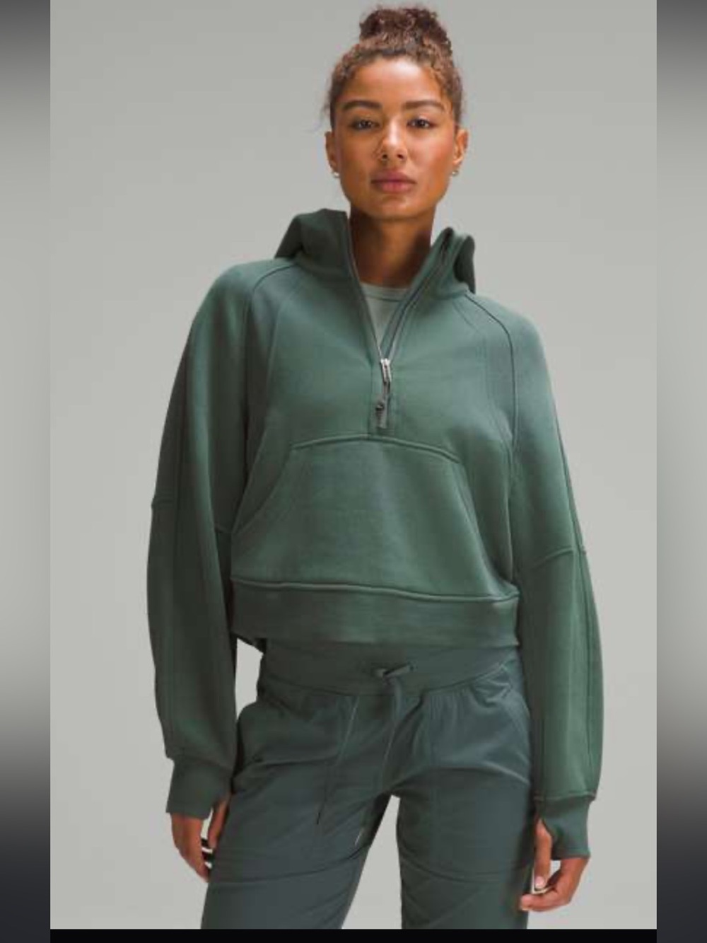 Lululemon Oversized Scuba Half Zip, dark green